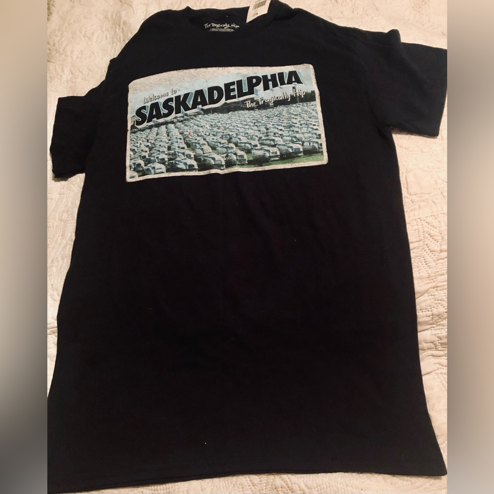 THE TRAGICALLY HIP Black T-Shirt with Saskadelphia Graphic S